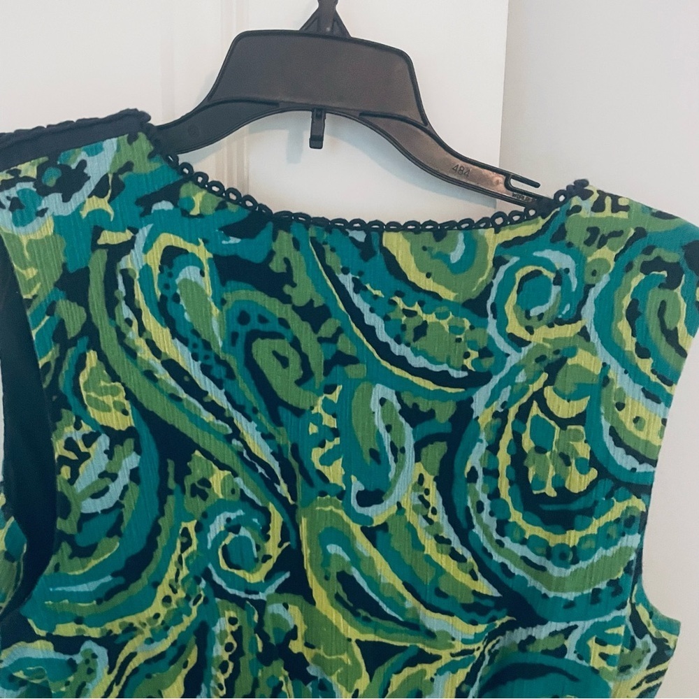 Merona Paisley Empire Waist Dress Green and Teal Size M - Picture 3 of 10